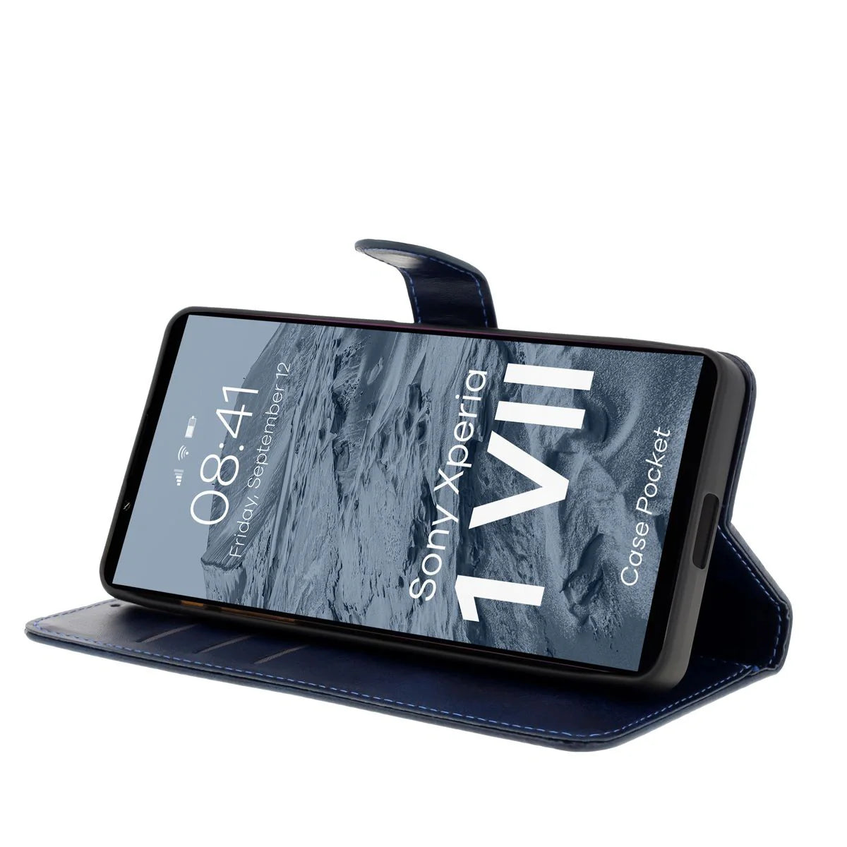 Handyhülle mit Klappe für Xperia 1 VII, Bizon Case Pocket, Dunkelblau