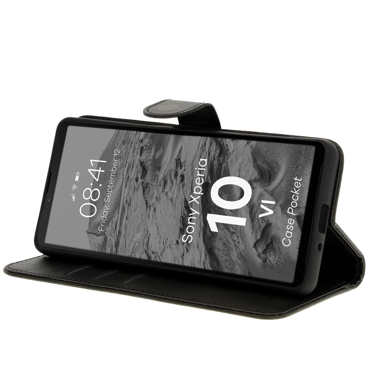 Handyhülle mit Klappe für Sony Xperia 10 VI, Bizon Case Pocket, Schwarz