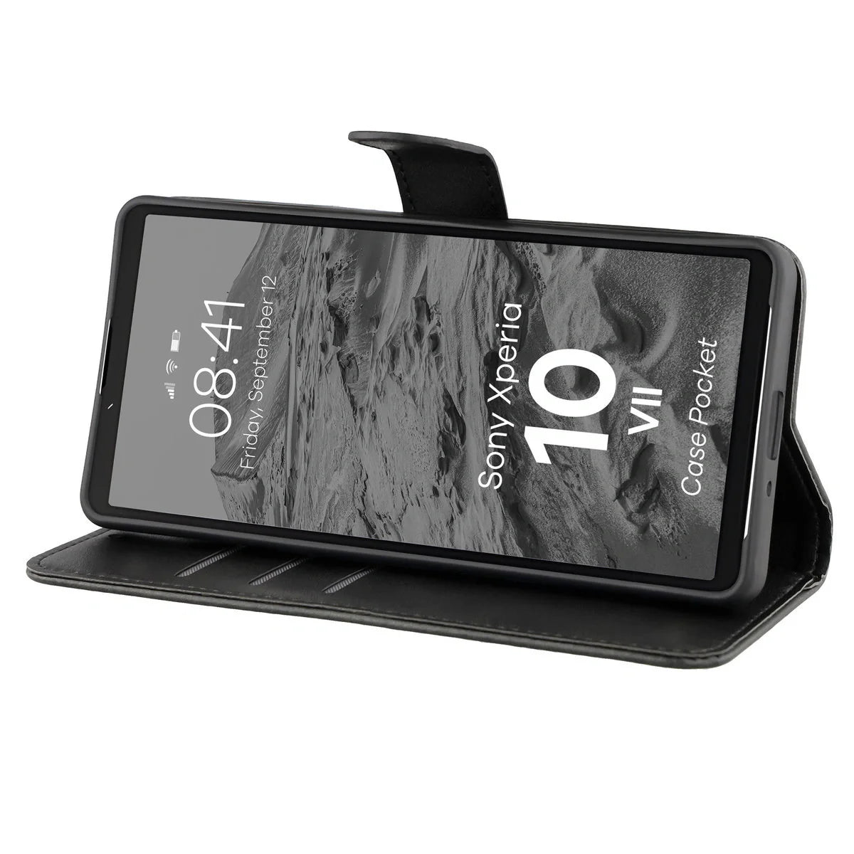 Handyhülle mit Klappe für Sony Xperia 10 VII, Bizon Case Pocket, Schwarz