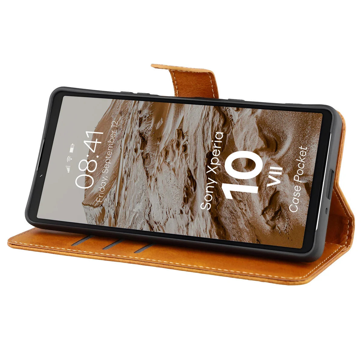 Handyhülle mit Klappe für Sony Xperia 10 VII, Bizon Case Pocket, Braun