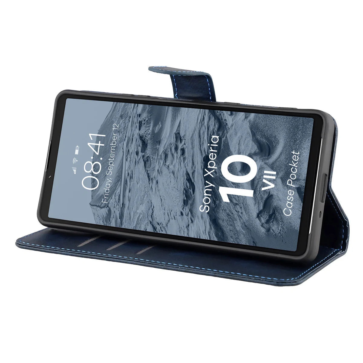 Handyhülle mit Klappe für Sony Xperia 10 VII, Bizon Case Pocket, Dunkelblau