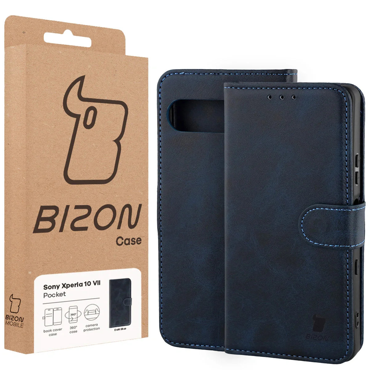 Handyhülle mit Klappe für Sony Xperia 10 VII, Bizon Case Pocket, Dunke