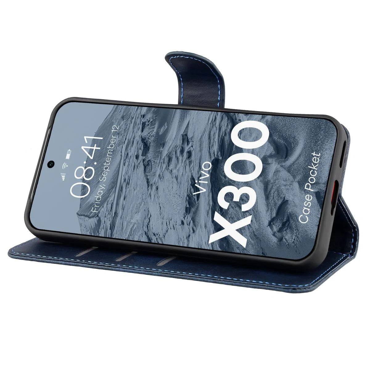 Handyhülle mit Klappe für Vivo X300, Bizon Case Pocket, Dunkelblau