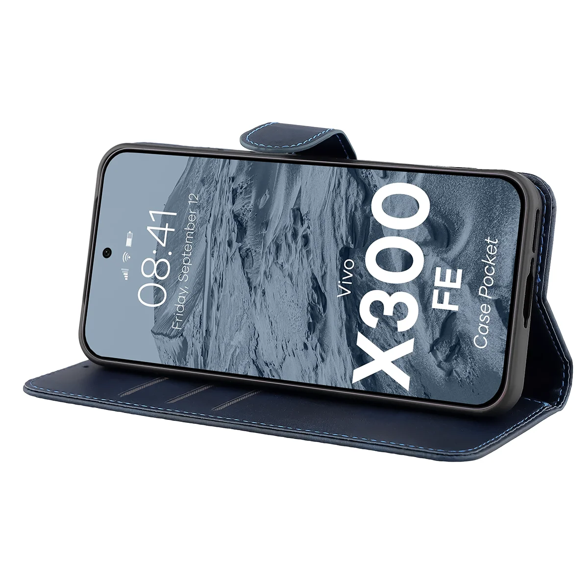 Handyhülle mit Klappe für Vivo X300 FE, Bizon Case Pocket, Dunkelblau