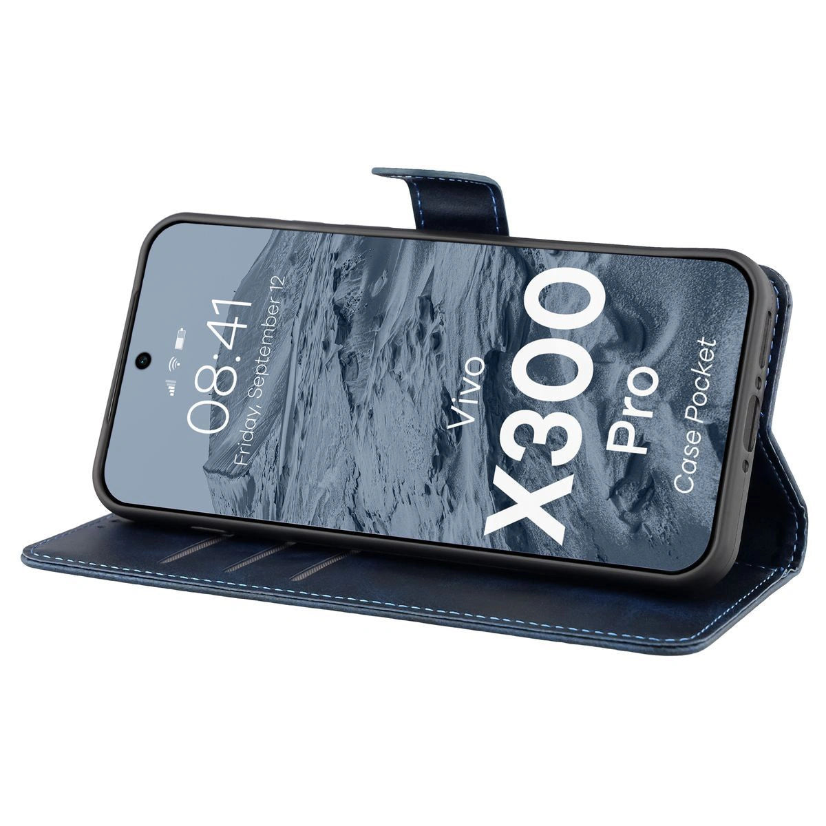 Handyhülle mit Klappe für Vivo X300 Pro, Bizon Case Pocket, Dunkelblau