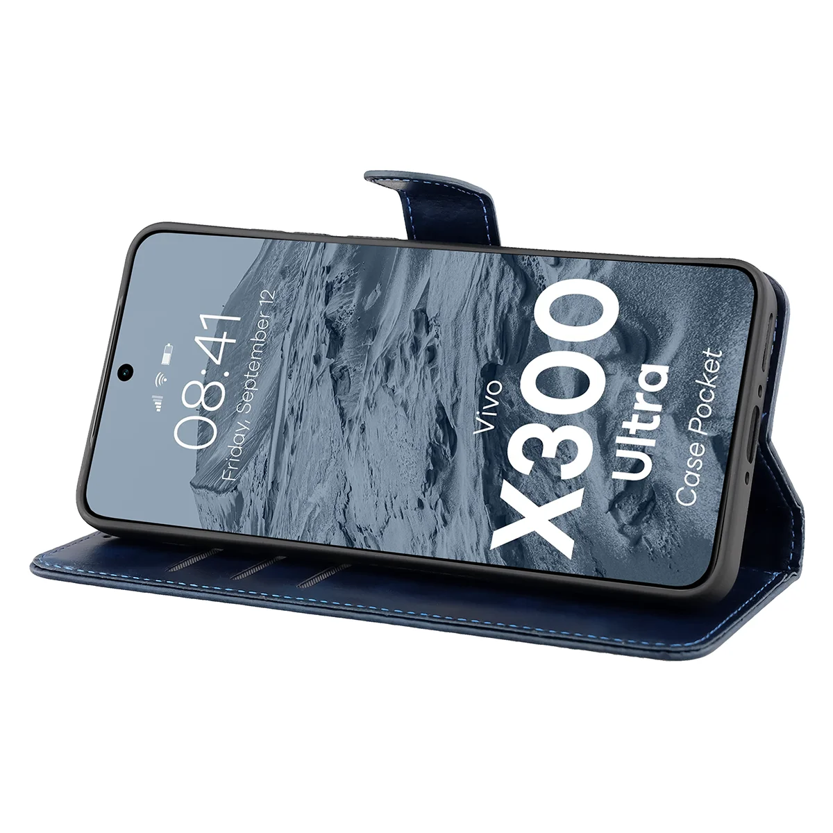 Handyhülle mit Klappe für Vivo X300 Ultra, Bizon Case Pocket, Dunkelblau