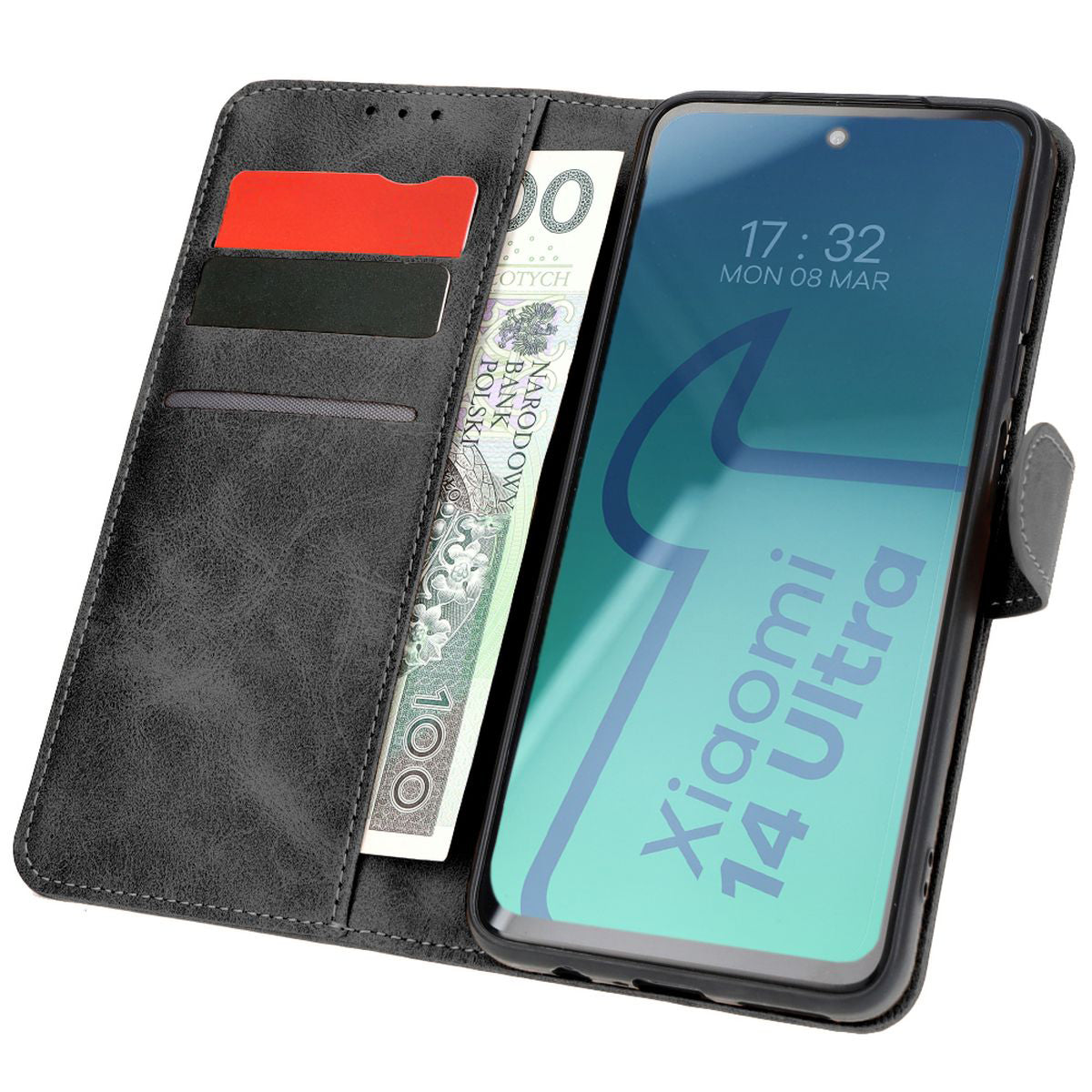 Schutzhülle für Xiaomi 14 Ultra, Bizon Case Pocket, Schwarz