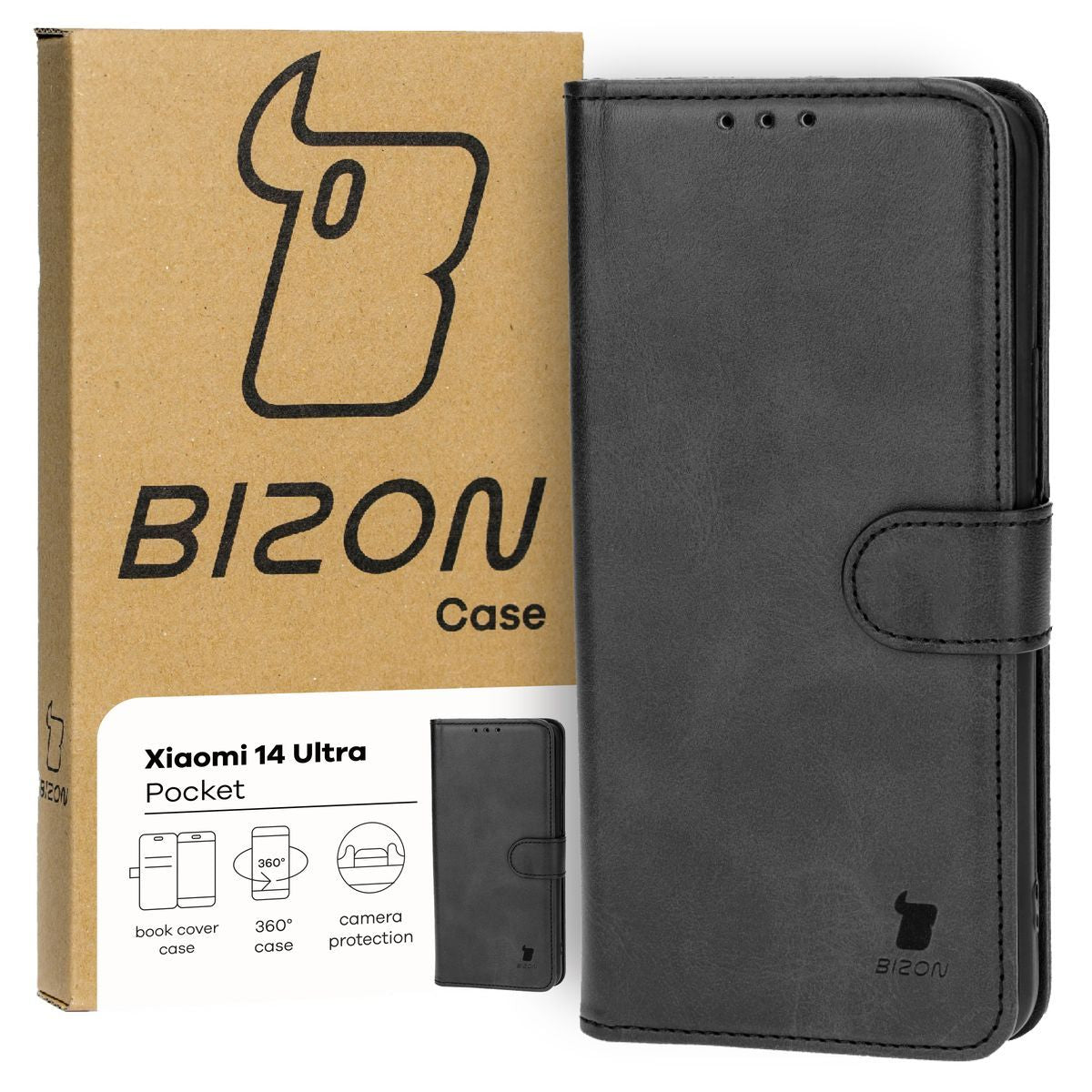 Schutzhülle für Xiaomi 14 Ultra, Bizon Case Pocket, Schwarz