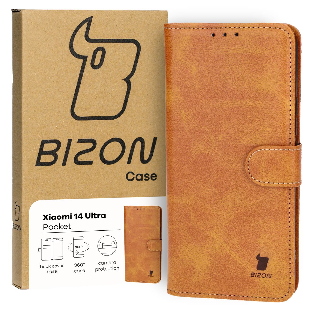 Schutzhülle für Xiaomi 14 Ultra, Bizon Case Pocket, Braun