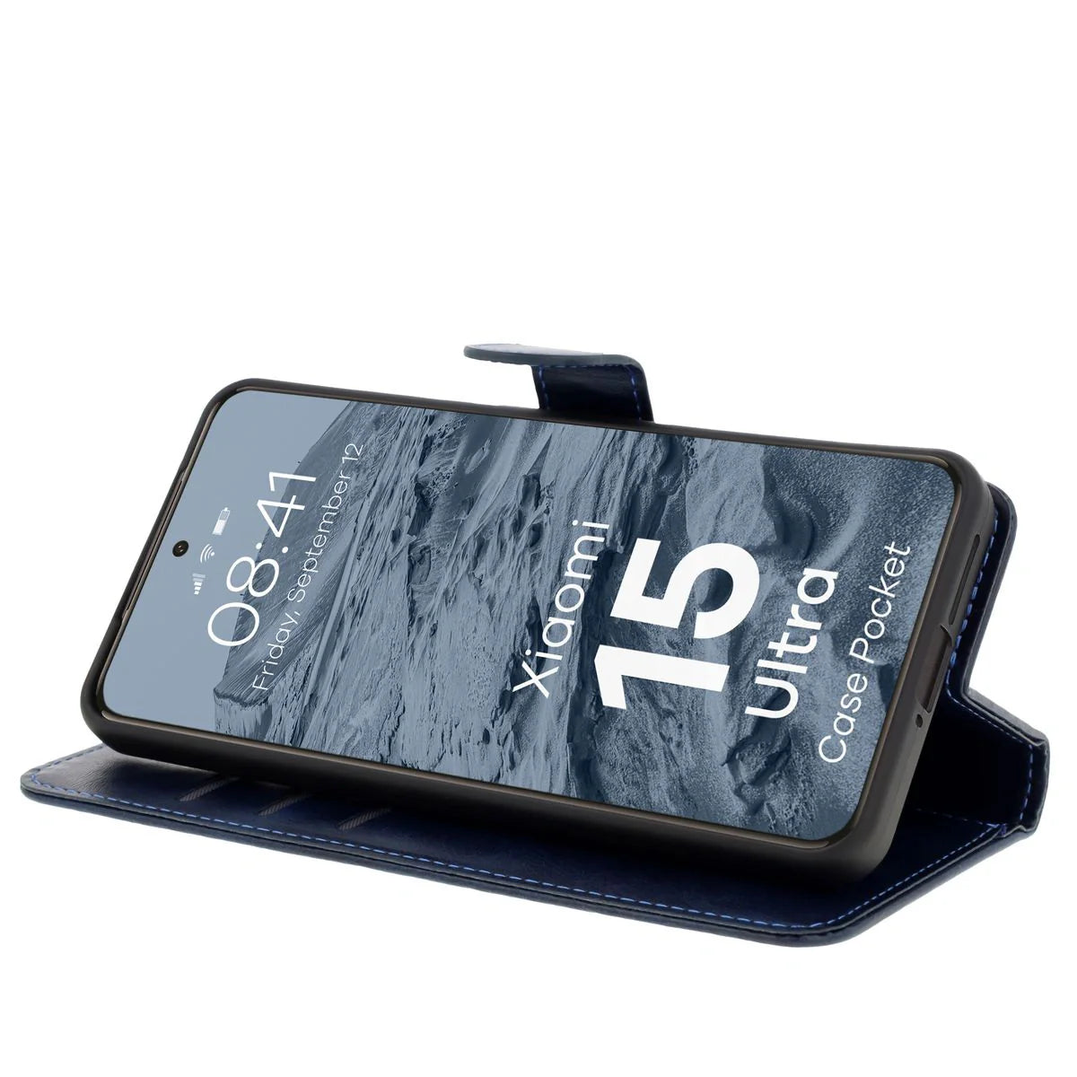 Handyhülle mit Klappe für Xiaomi 15 Ultra, Bizon Case Pocket, Dunkelblau