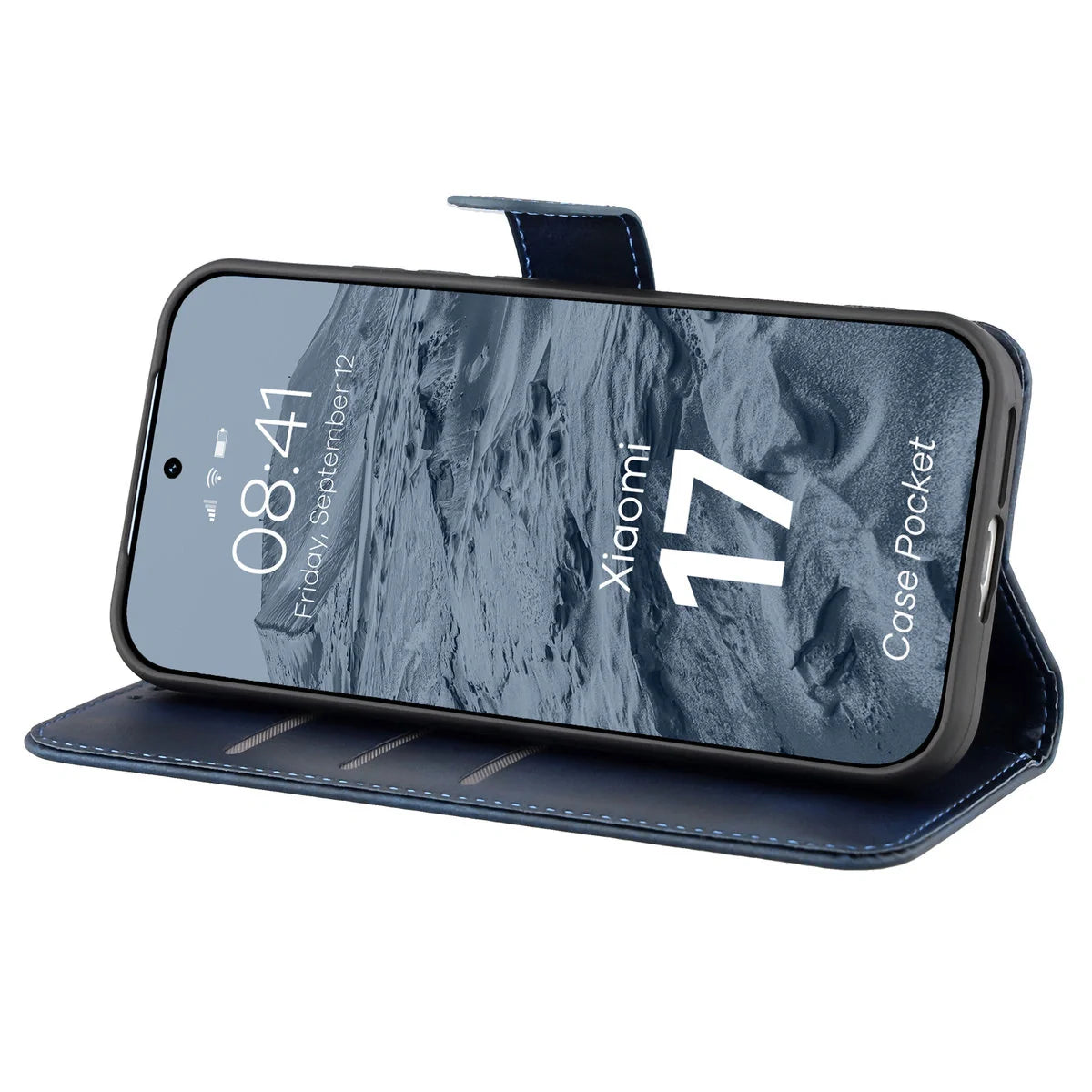 Handyhülle mit Klappe für Xiaomi 17, Bizon Case Pocket, Dunkelblau
