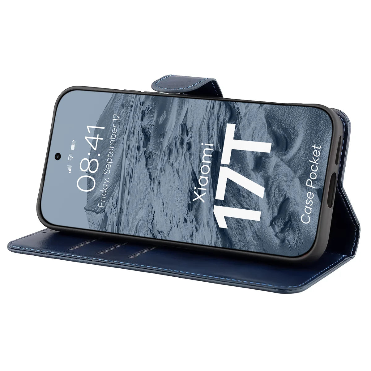 Handyhülle mit Klappe für Xiaomi 17T, Bizon Case Pocket, Dunkelblau