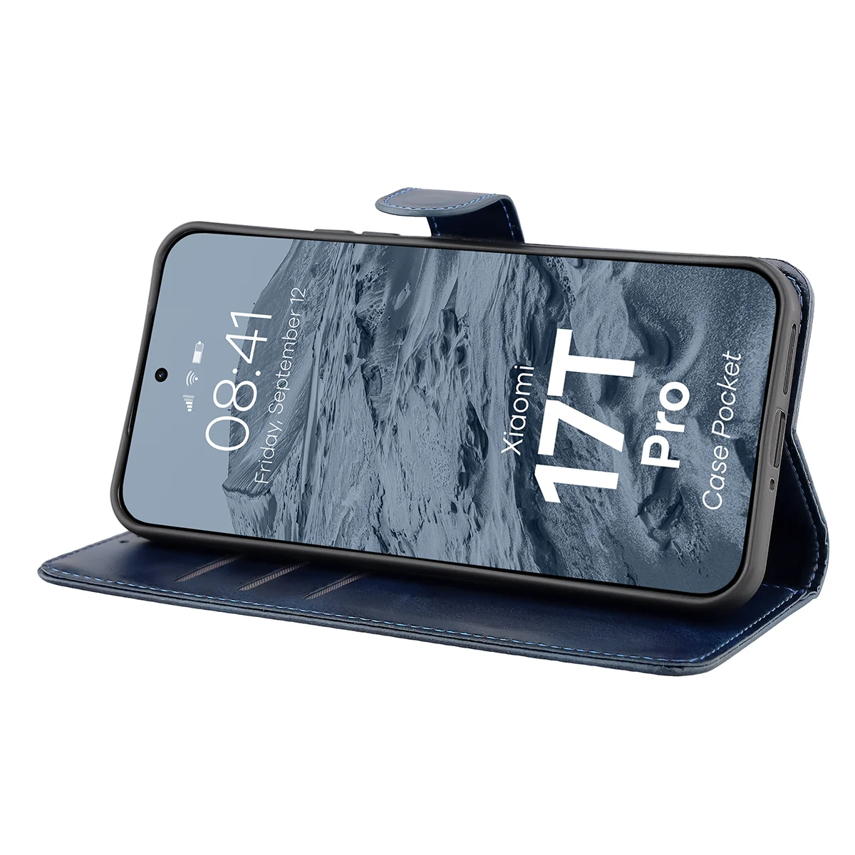 Handyhülle mit Klappe für Xiaomi 17T Pro, Bizon Case Pocket, Dunkelblau