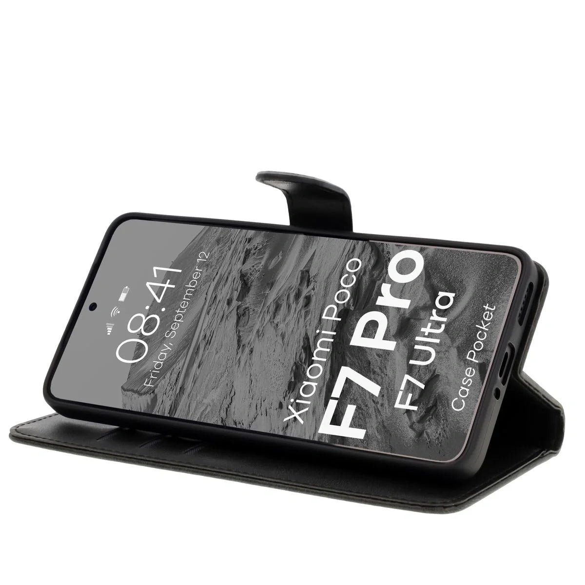 Handyhülle mit Klappe für Xiaomi POCO F7 Pro / F7 Ultra, Bizon Case Pocket, Schwarz