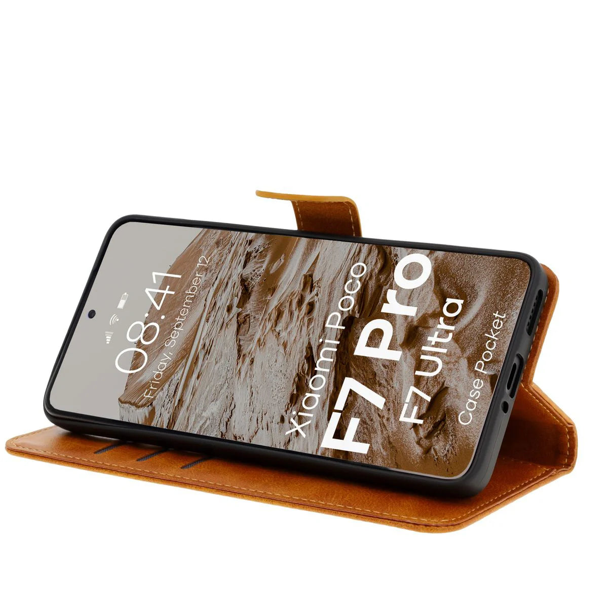 Handyhülle mit Klappe für Xiaomi POCO F7 Pro / F7 Ultra, Bizon Case Pocket, Braun