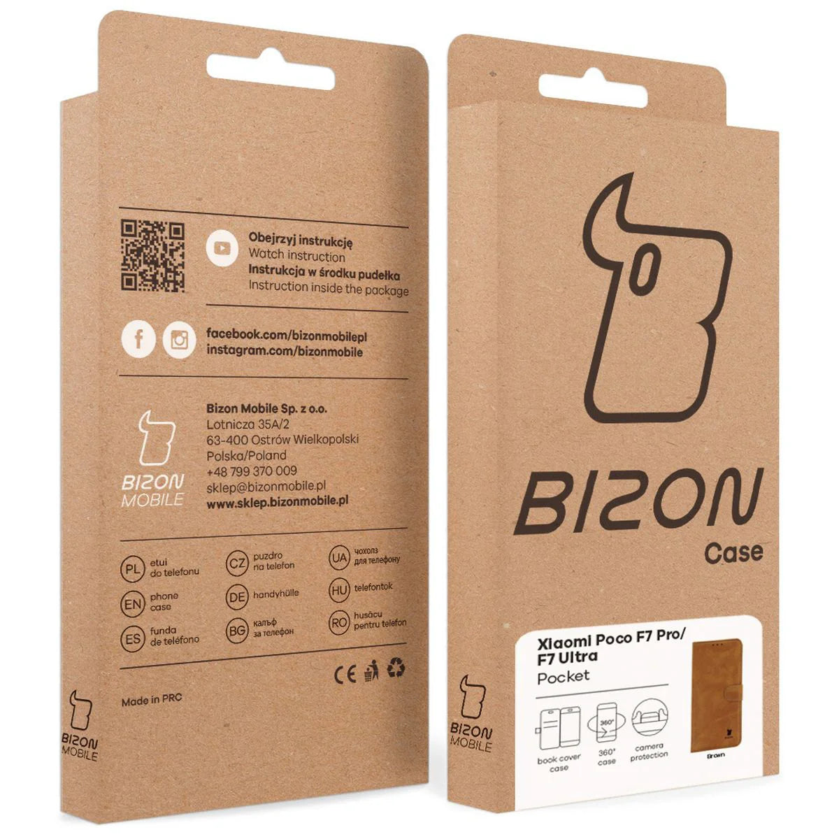 Handyhülle mit Klappe für Xiaomi POCO F7 Pro / F7 Ultra, Bizon Case Pocket, Braun