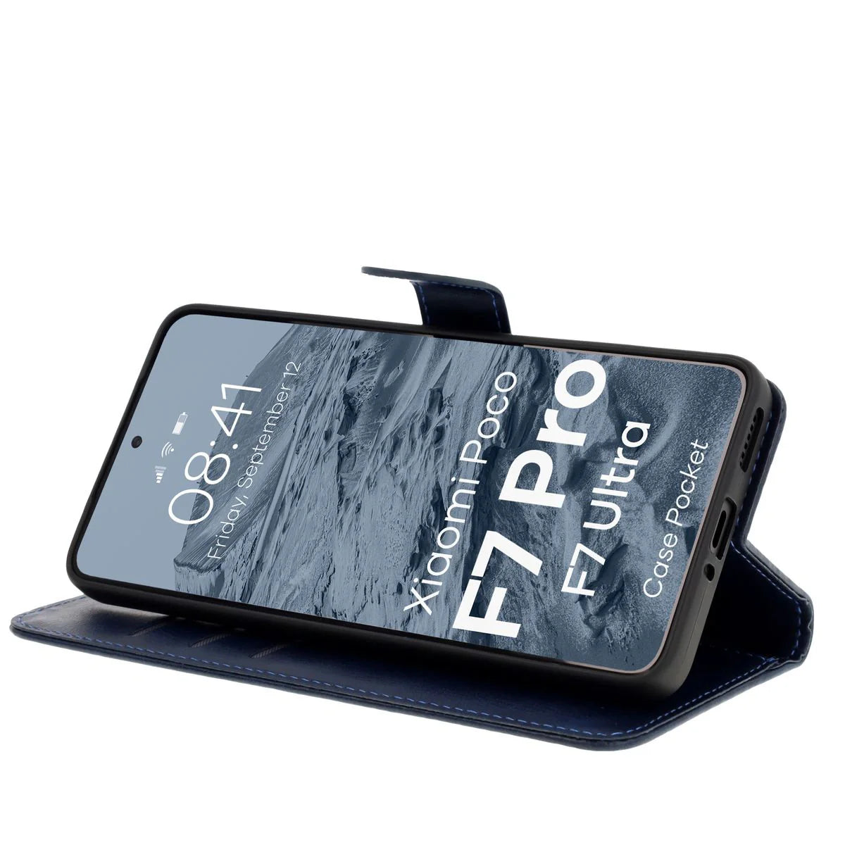 Handyhülle mit Klappe für Xiaomi POCO F7 Pro / F7 Ultra, Bizon Case Pocket, Dunkelblau