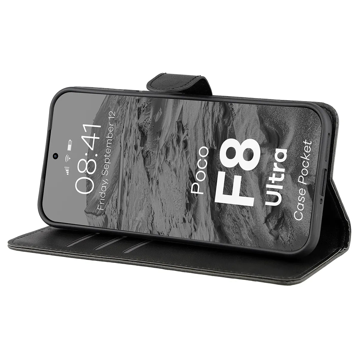 Handyhülle mit Klappe für Xiaomi POCO F8 Ultra, Bizon Case Pocket, Schwarz
