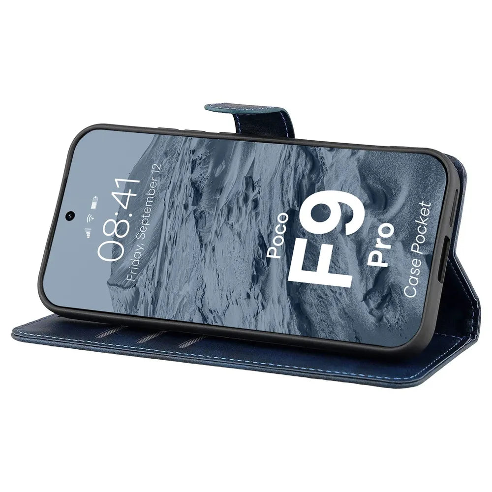 Handyhülle mit Klappe für Xiaomi POCO F9 Pro, Bizon Case Pocket, Dunkelblau (5/6)