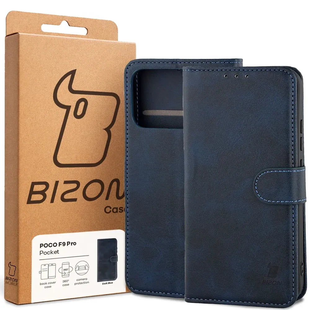 Handyhülle mit Klappe für Xiaomi POCO F9 Pro, Bizon Case Pocket, Dunkelblau (6/6)