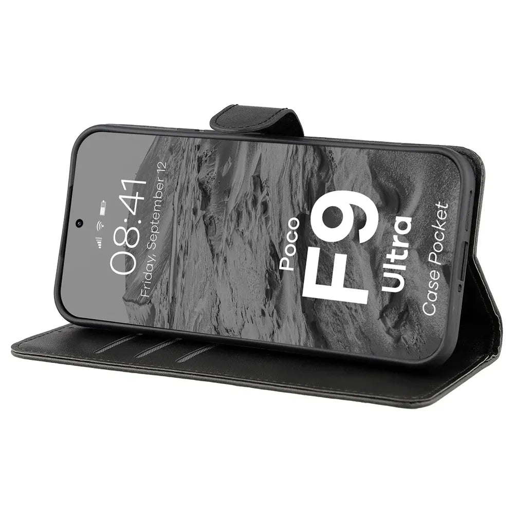 Handyhülle mit Klappe für Xiaomi POCO F9 Ultra, Bizon Case Pocket, Schwarz (5/6)