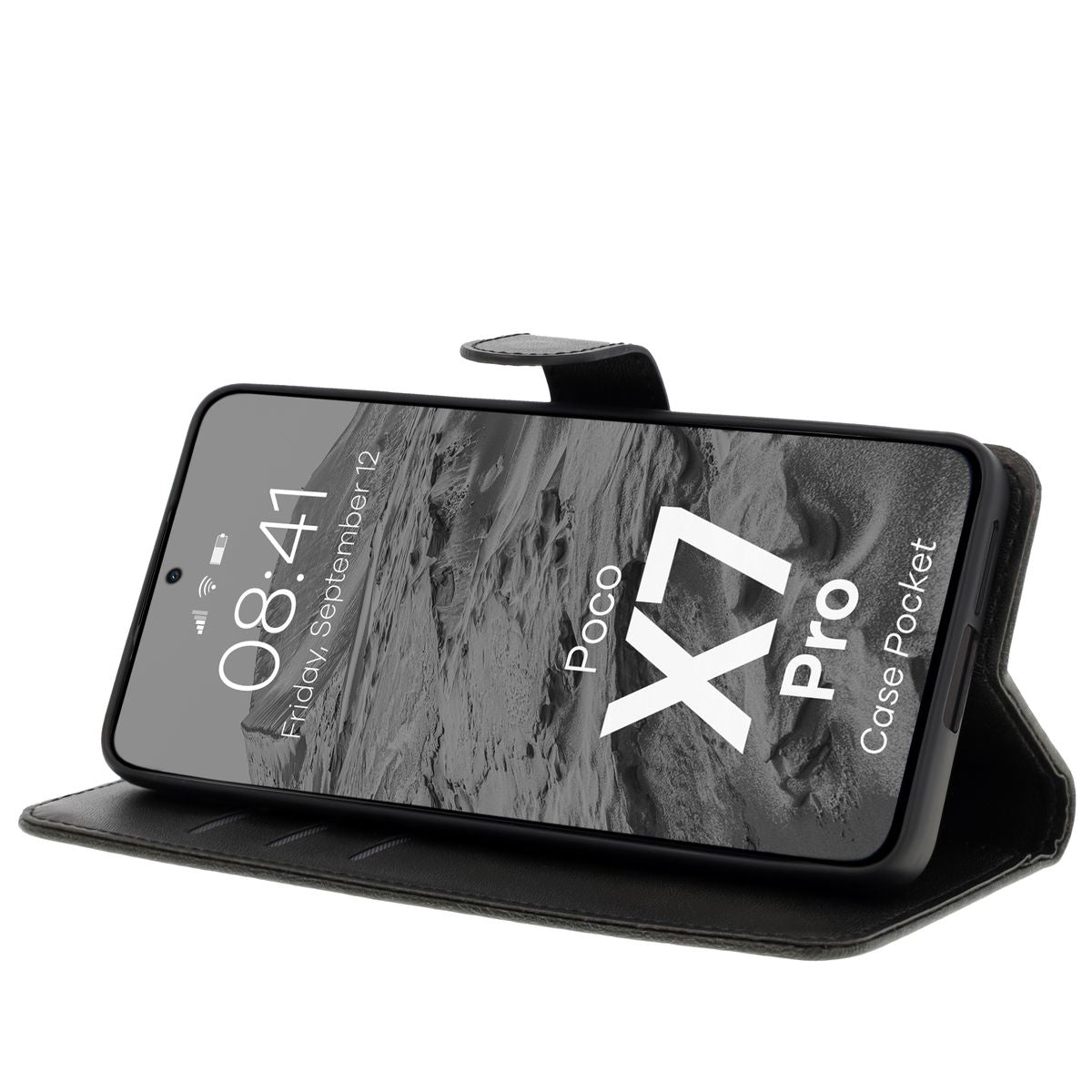 Handyhülle mit Klappe für Xiaomi Poco X7 Pro, Bizon Case Pocket, Schwarz