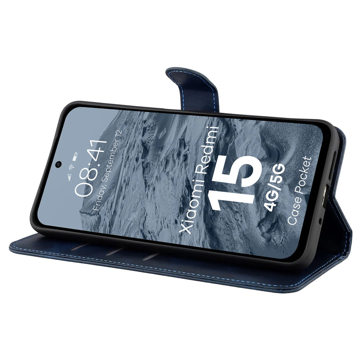 Handyhülle mit Klappe für Xiaomi Redmi 15 4G / 5G, Bizon Case Pocket, Dunkelblau