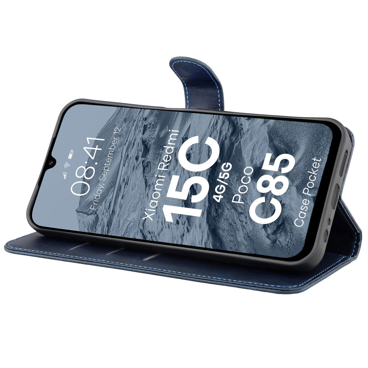 Handyhülle mit Klappe für Xiaomi Redmi 15C 4G/5G / Poco C85, Bizon Case Pocket, Dunkelblau