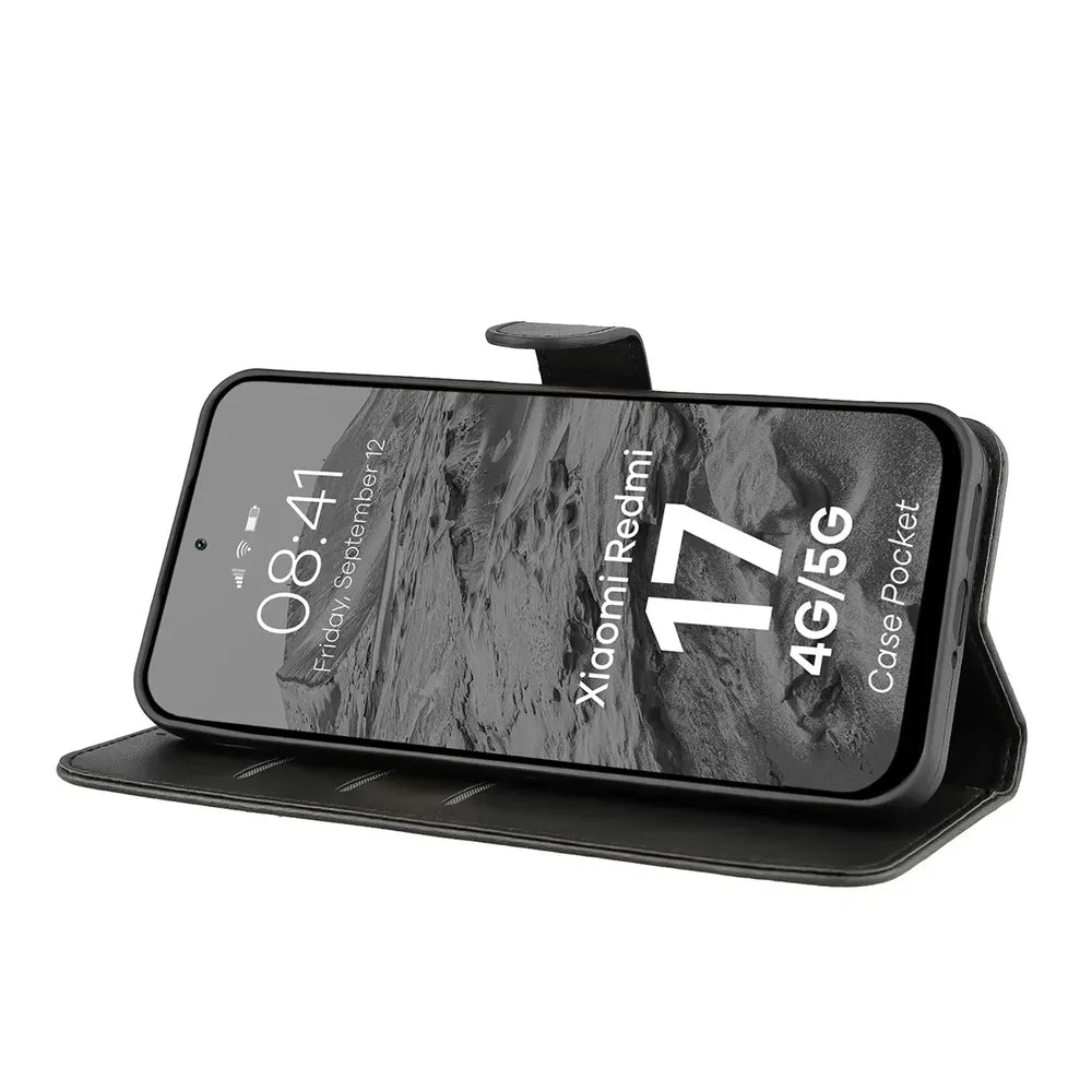 Handyhülle mit Klappe für Xiaomi Redmi 17 4G/5G, Bizon Case Pocket, Schwarz (5/6)