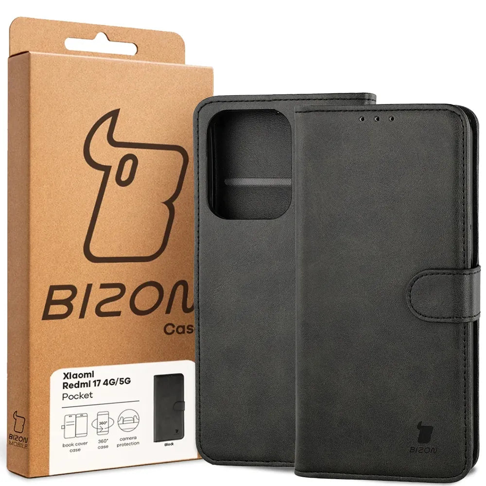 Handyhülle mit Klappe für Xiaomi Redmi 17 4G/5G, Bizon Case Pocket, Schwarz (6/6)