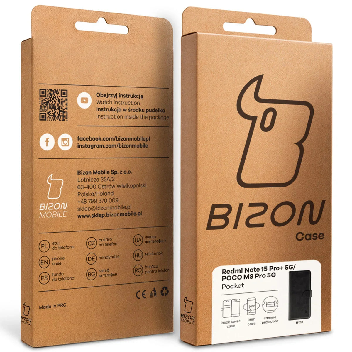 Handyhülle mit Klappe für Xiaomi Redmi Note 15 Pro Plus 5G / POCO M8 Pro 5G, Bizon Case Pocket, Schwarz