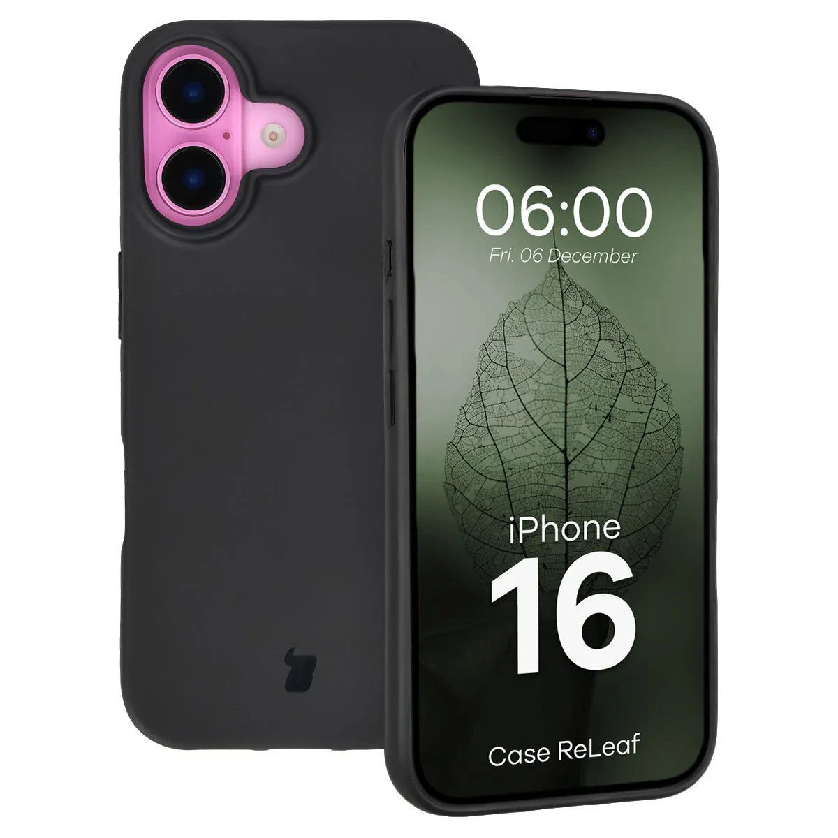 Recycelte Handyhülle Bizon ReLeaf für iPhone 16, Schwarz