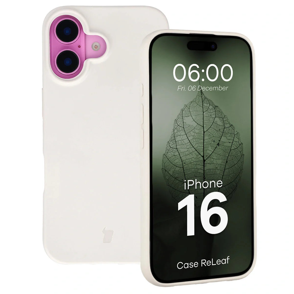 Recycelte Handyhülle Bizon ReLeaf für iPhone 16, Weiß