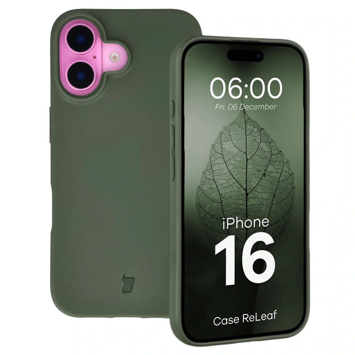 Recycelte Handyhülle Bizon ReLeaf für iPhone 16, Dunkelgrün