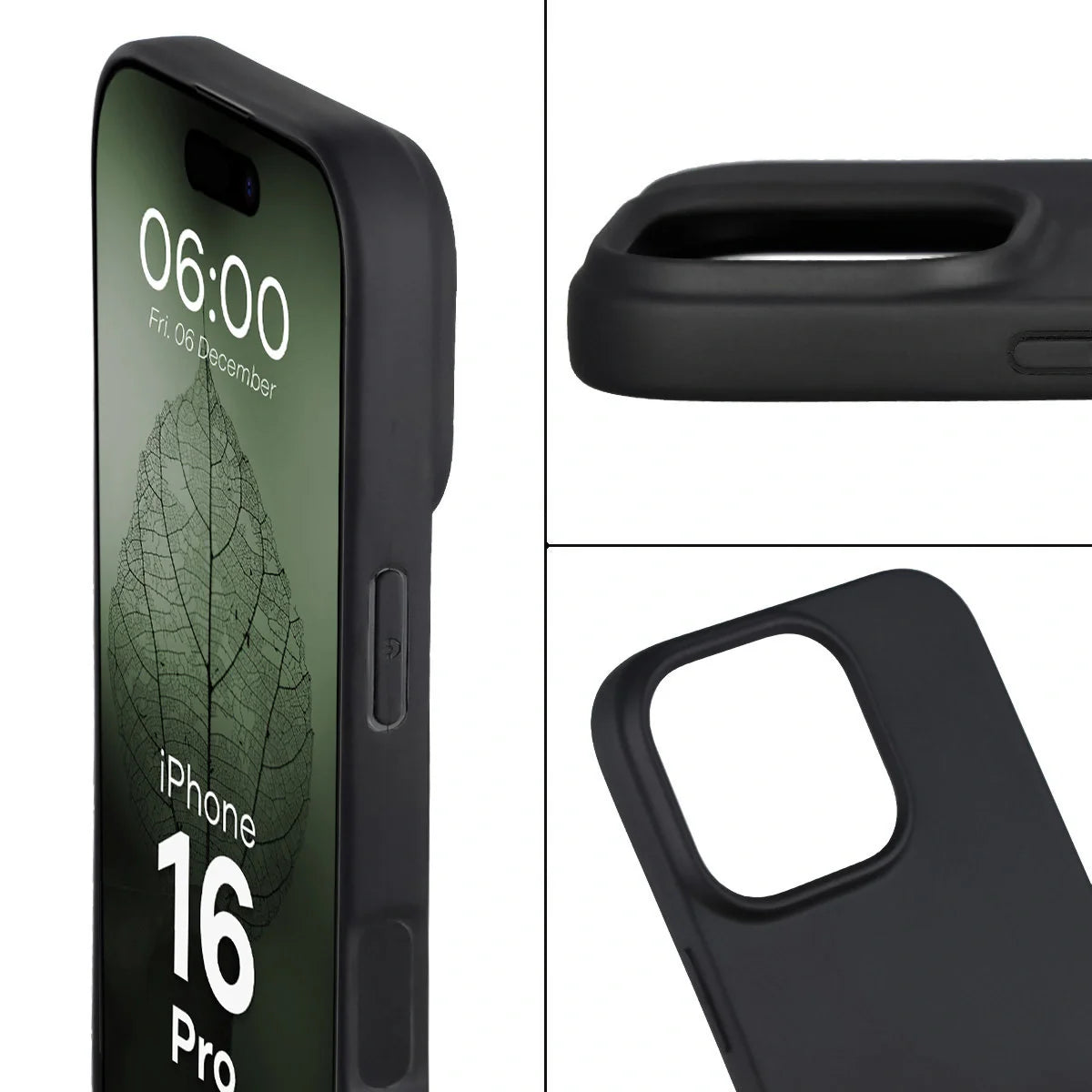 Recycelte Handyhülle Bizon ReLeaf für iPhone 16 Pro, Schwarz