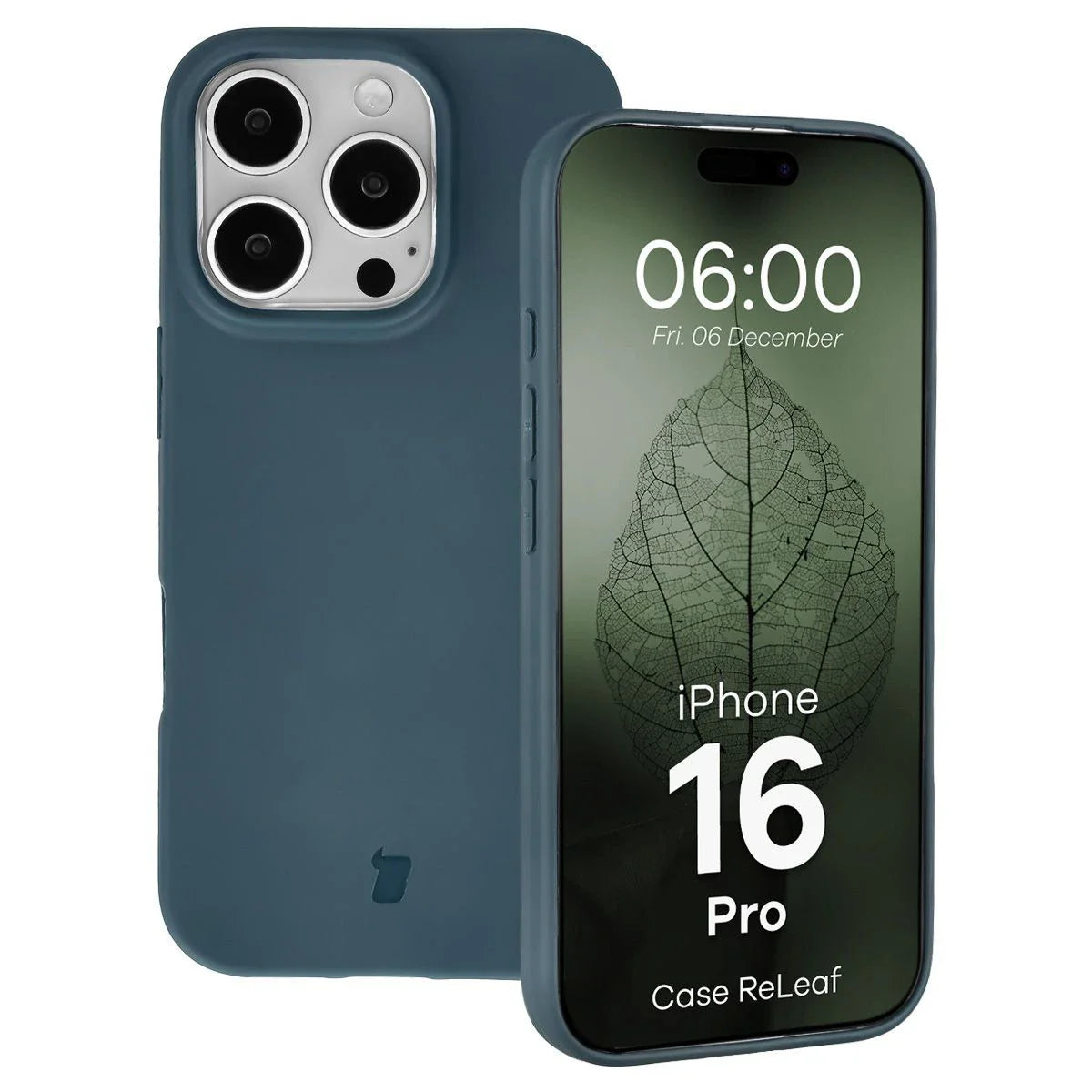 Recycelte Handyhülle Bizon ReLeaf für iPhone 16 Pro, Dunkelblau