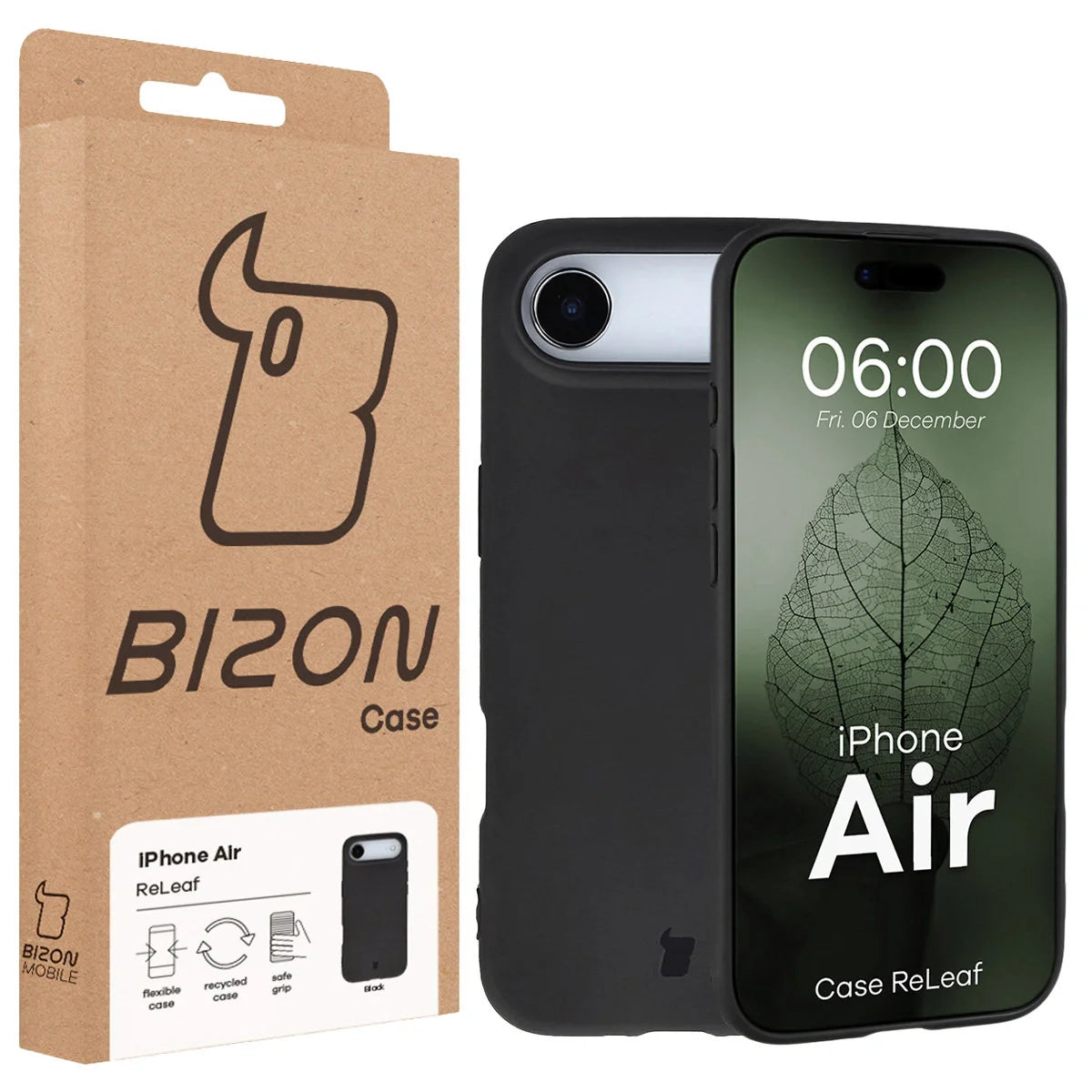 Recycelte Handyhülle Bizon ReLeaf für iPhone Air, Schwarz
