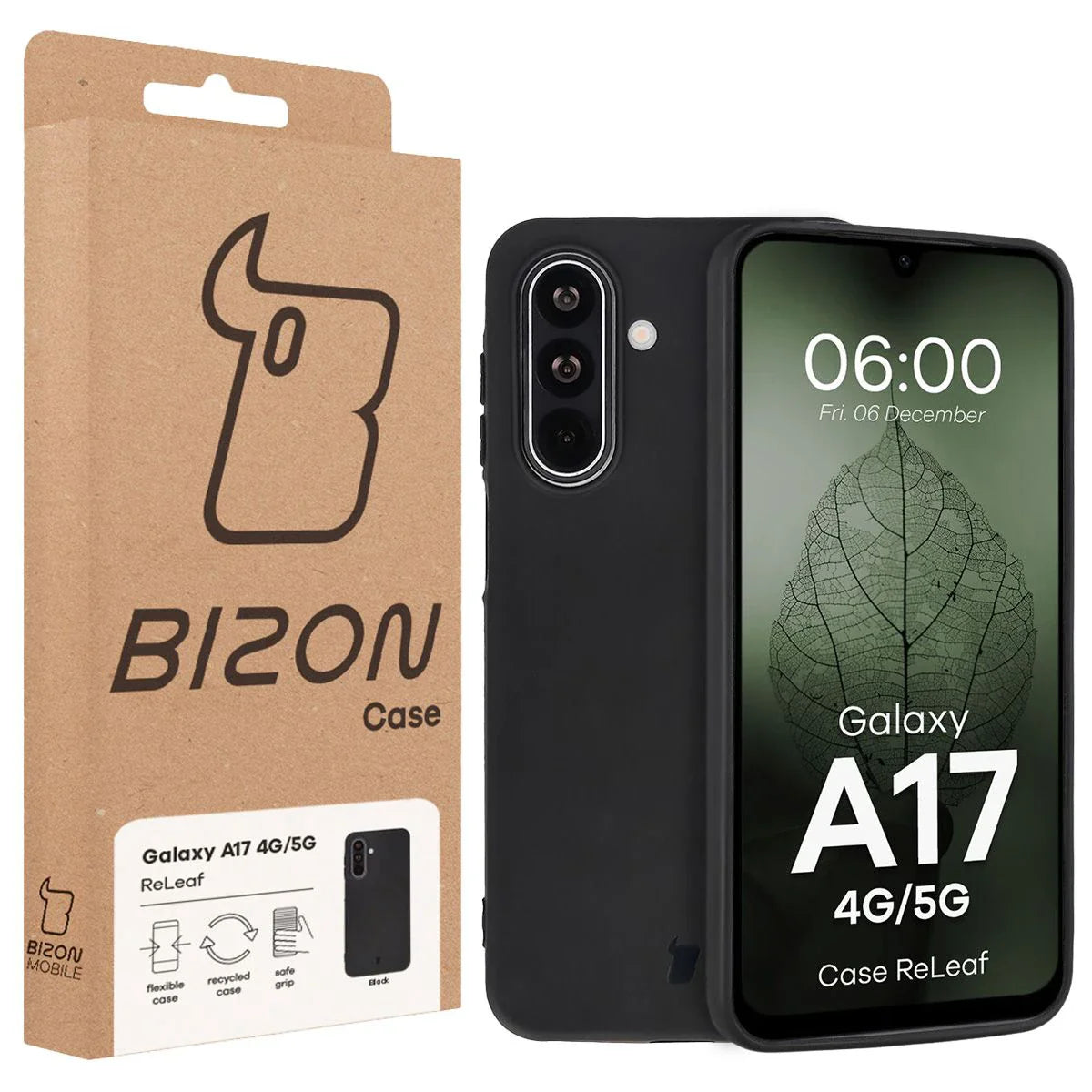 Recycelte Handyhülle Bizon ReLeaf für Galaxy A17 5G, Schwarz