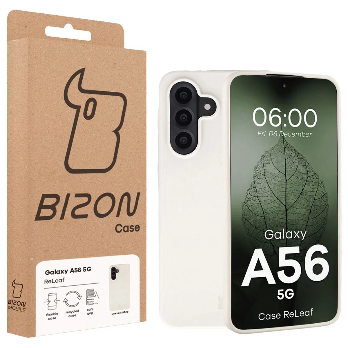 Recycelte Handyhülle Bizon ReLeaf für Galaxy A56 5G, Weiß