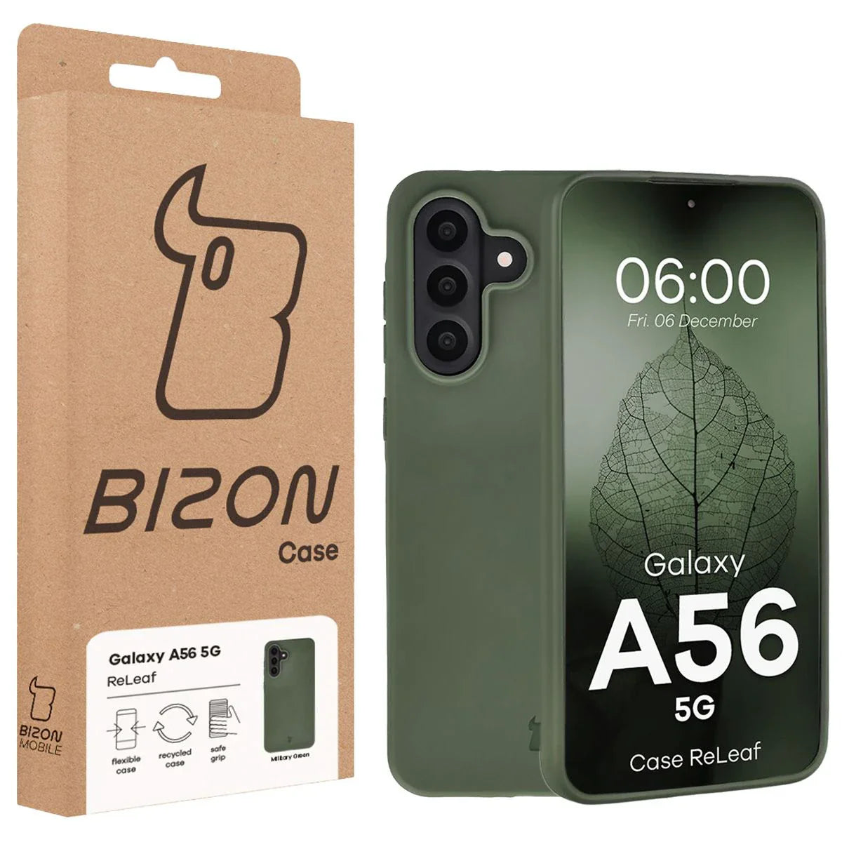 Recycelte Handyhülle Bizon ReLeaf für Galaxy A56 5G, Dunkelgrün