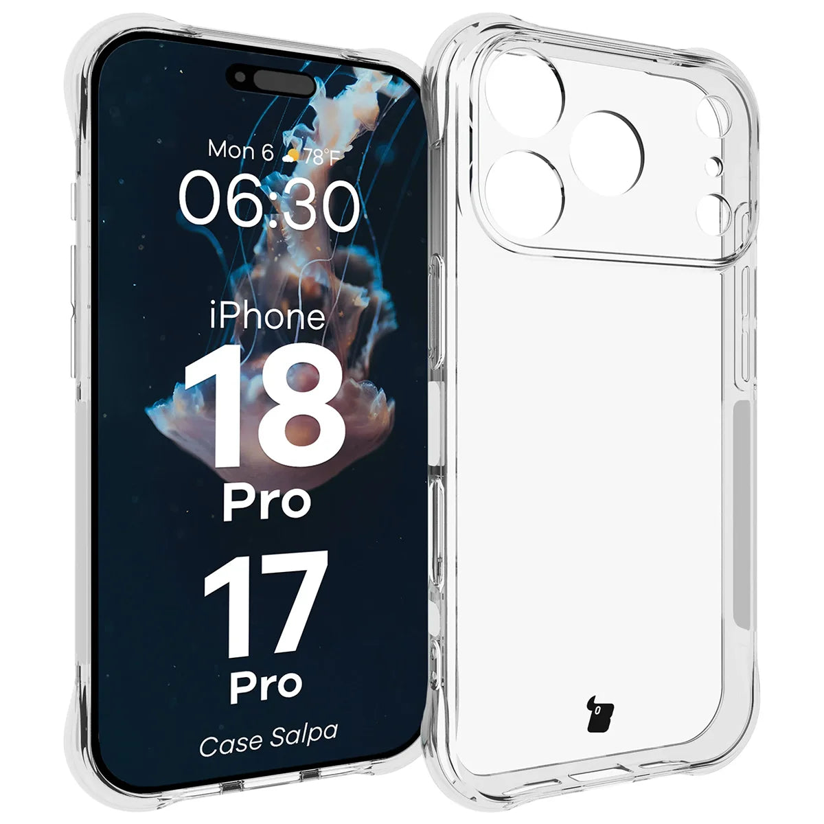 Flexible Handyhülle für iPhone 18 Pro / 17 Pro, Bizon Case Salpa, Transparent (1/7)