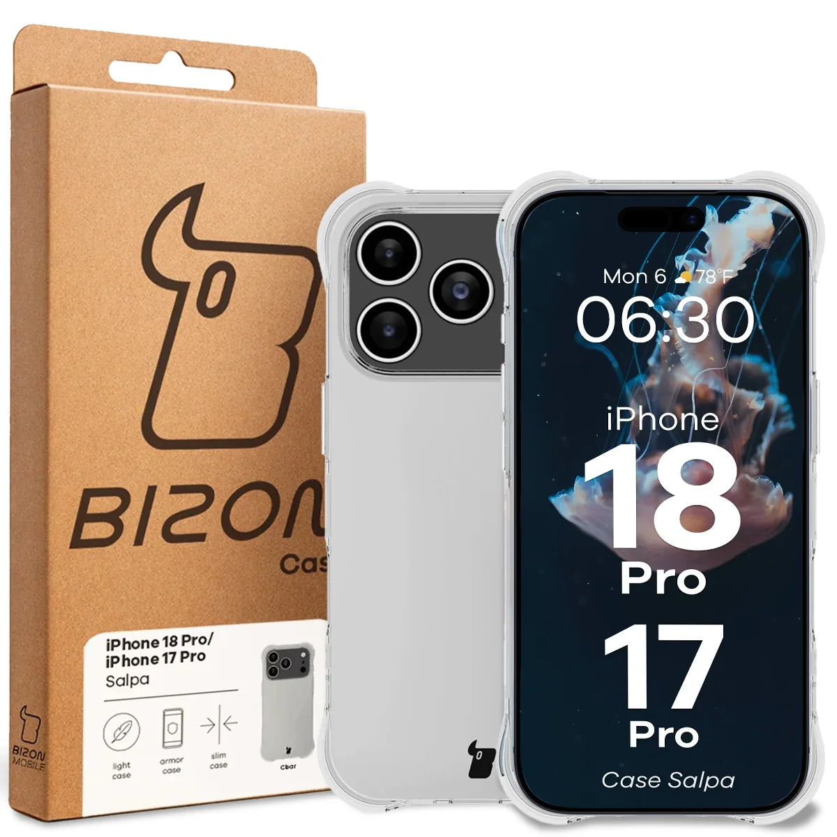 Flexible Handyhülle für iPhone 18 Pro / 17 Pro, Bizon Case Salpa, Transparent (7/7)
