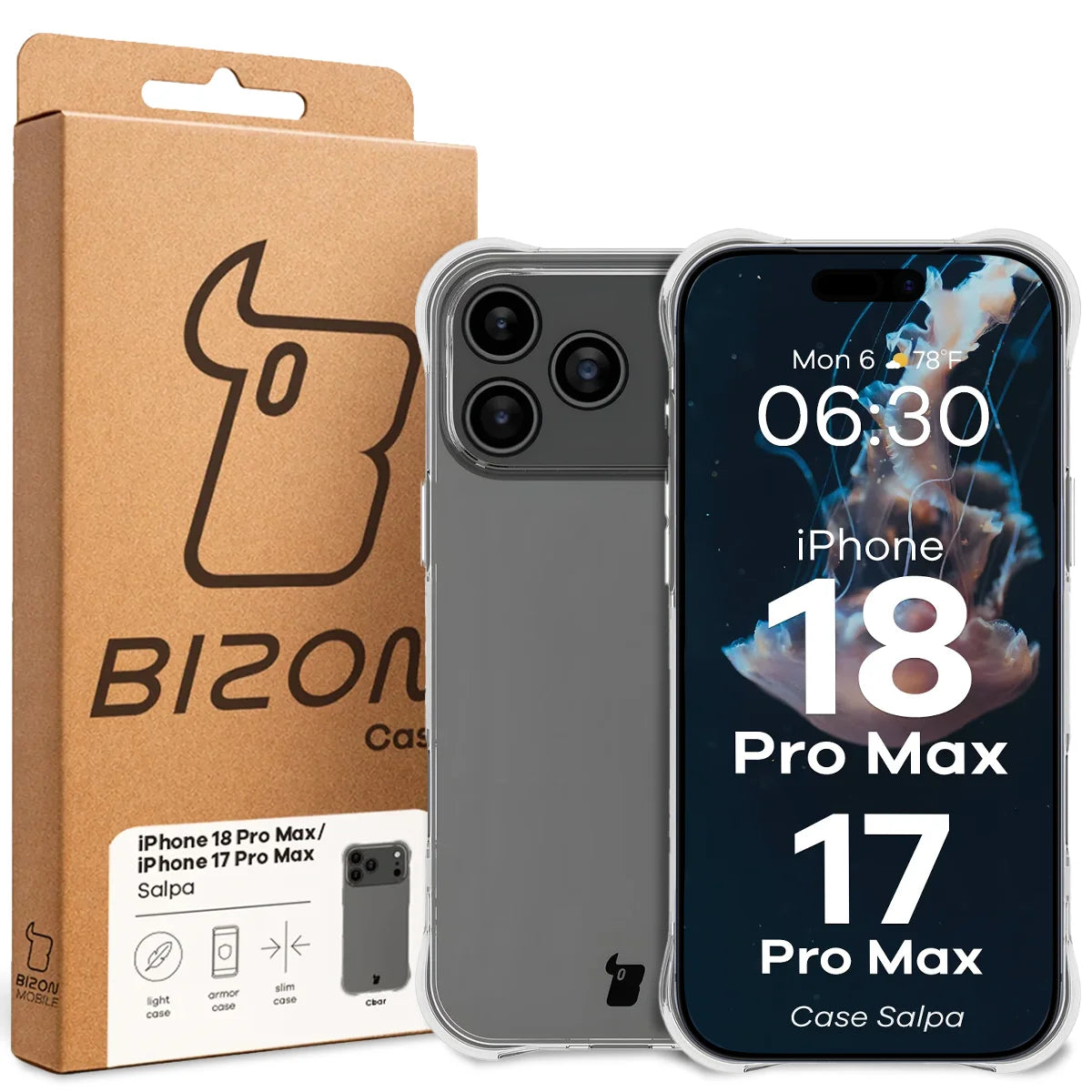 Flexible Handyhülle für iPhone 18 Pro Max / 17 Pro Max, Bizon Case Salpa, Transparent (7/7)