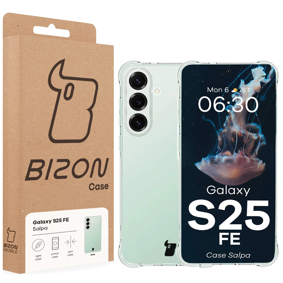 Flexible Handyhülle für Galaxy S25 FE, Bizon Case Salpa, Transparent