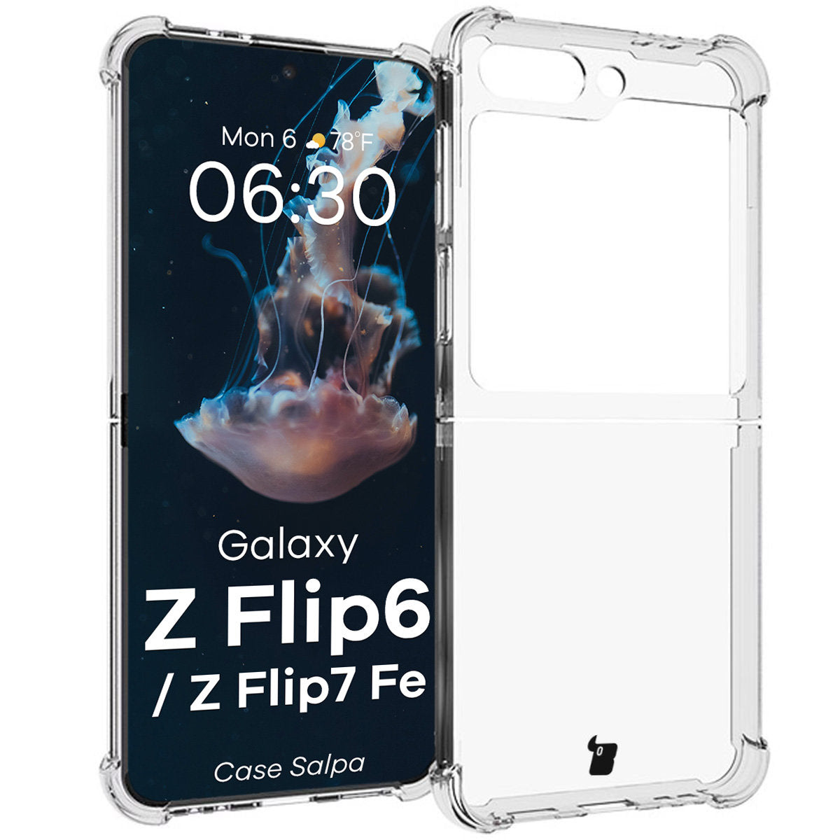 Flexible Handyhülle für Galaxy Z Flip7 FE / Z Flip6, Bizon Case Salpa, Transparent