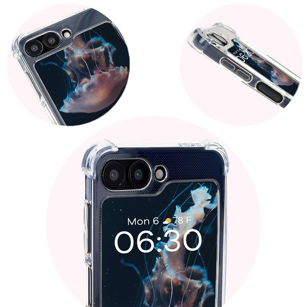 Flexible Handyhülle für Galaxy Z Flip7 FE / Z Flip6, Bizon Case Salpa, Transparent
