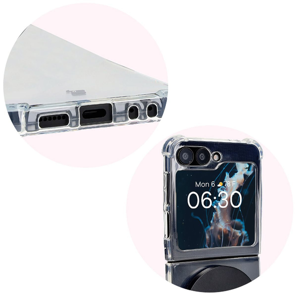 Flexible Handyhülle für Galaxy Z Flip7 FE / Z Flip6, Bizon Case Salpa, Transparent