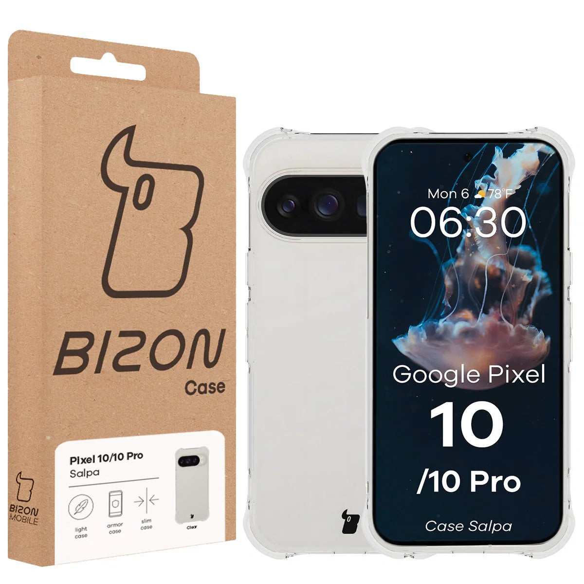 Flexible Handyhülle für Google Pixel 10 / 10 Pro, Bizon Case Salpa, Transparent