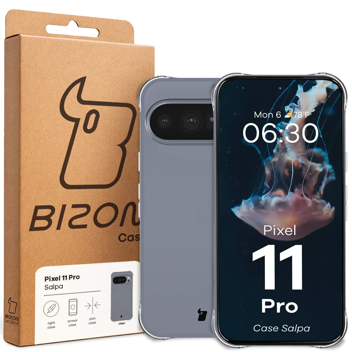 Flexible Handyhülle für Google Pixel 11 Pro, Bizon Case Salpa, Transparent
