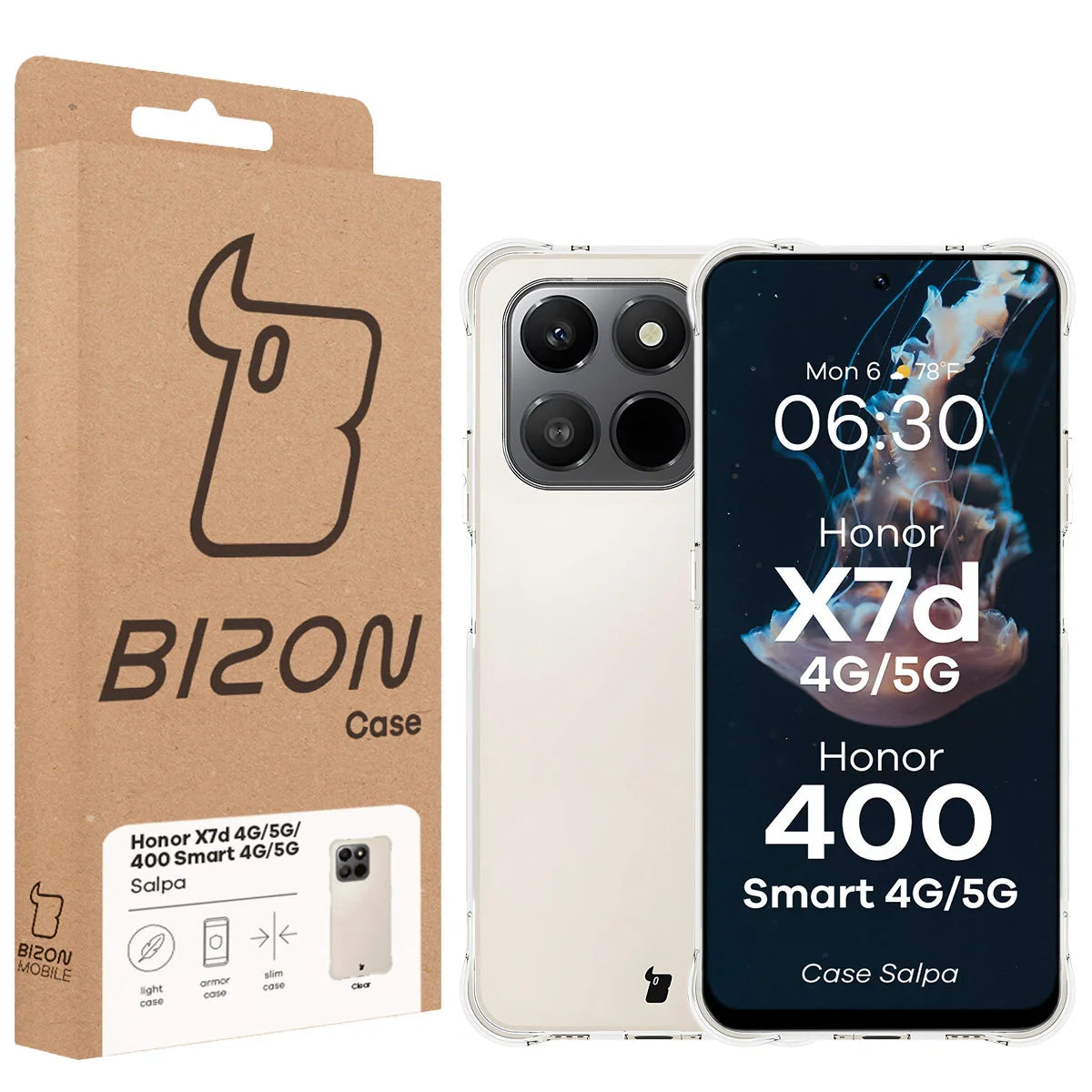 Flexible Handyhülle für Honor X7d / Honor 400 Smart, Bizon Case Salpa, Transparent
